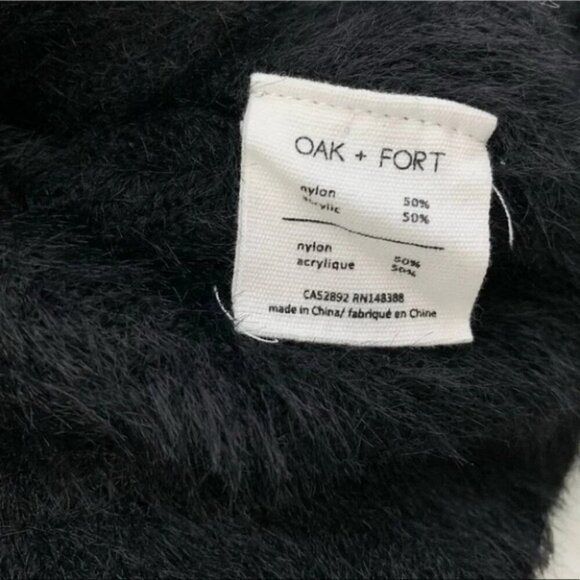 Oak and Fort Fuzzy Sweater V-neck Brushed Knit Black pullover fluffy Size XS - Picture 12 of 16